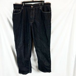 RK ICON Mens Jeans Black Charcoal Wash Denim Straight Leg 40 x 30